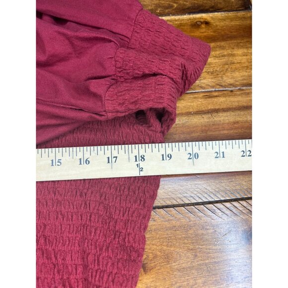 Anthropologie Smocked Red Textured Bell Sleeve Scoop Neck Top XL - Picture 11 of 16